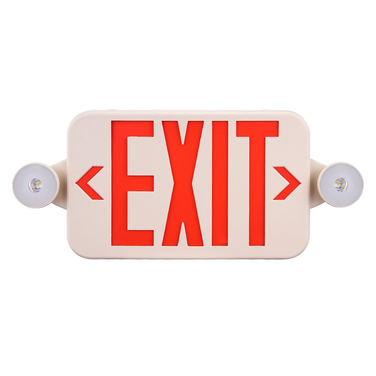 LED Exit Sign with Emergency Lights, Two LED Adjustable Heads Emergency Exit Light with Battery Backup, Combo Red Letter Fire Exit Lighting, Commercial Exit Signs