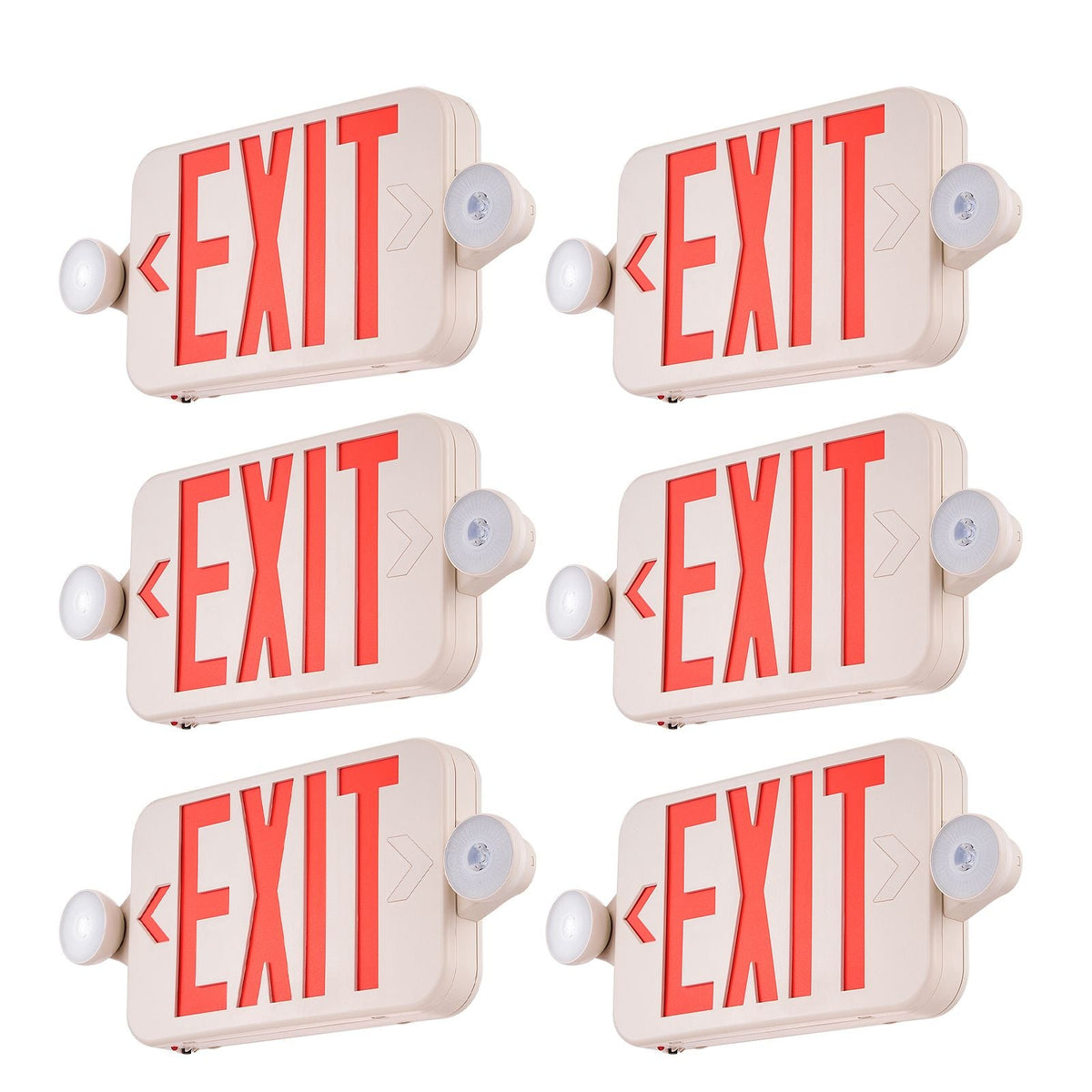 LED Exit Sign with Emergency Lights, Two LED Adjustable Heads Emergency Exit Light with Battery Backup, Combo Red Letter Fire Exit Lighting, Commercial Exit Signs