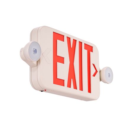 LED Exit Sign with Emergency Lights, Two LED Adjustable Heads Emergency Exit Light with Battery Backup, Combo Red Letter Fire Exit Lighting, Commercial Exit Signs