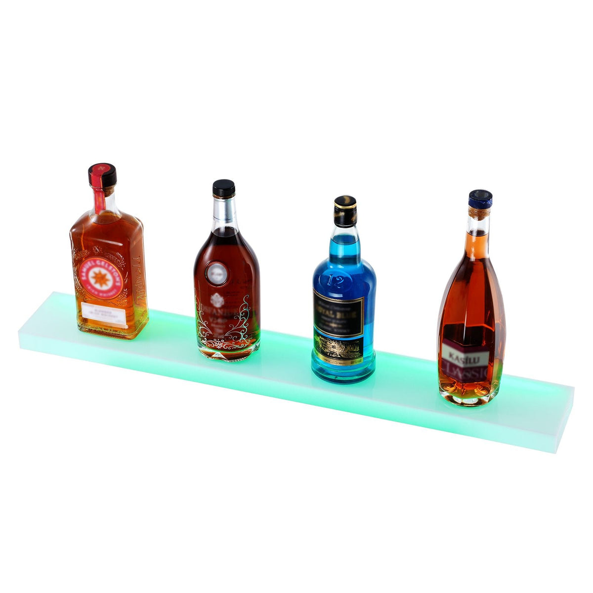 LED Lighted Liquor Bottle Display, 1 Tier 30 Inch Wall Mounted Whiskey Rack Stand, 1 Step Commercial Illuminated Home Bar Shelf, Acrylic Drinks lighting Shelves with RF Remote & App Control