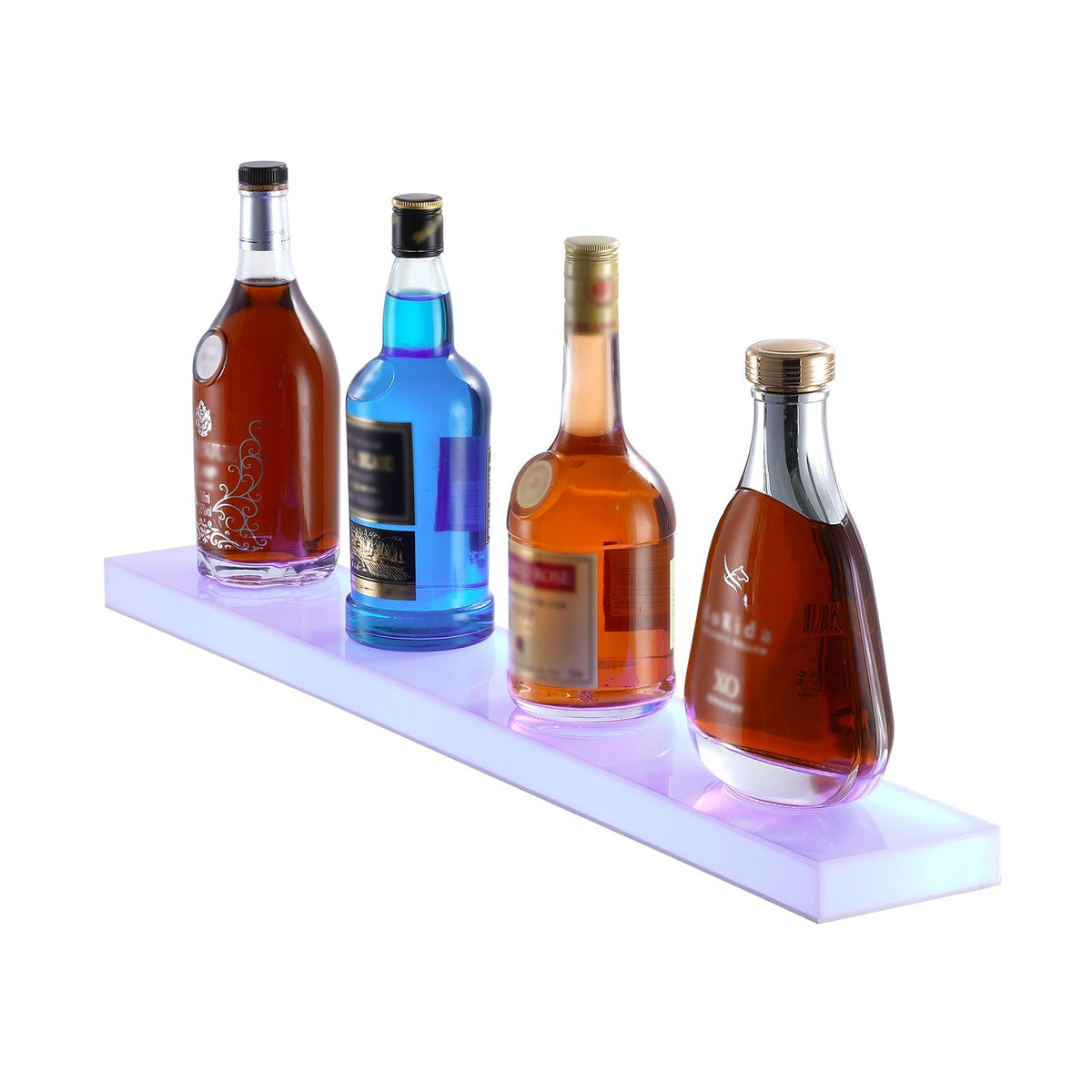 LED Lighted Liquor Bottle Display, 1 Tier 30 Inch Wall Mounted Whiskey Rack Stand, 1 Step Commercial Illuminated Home Bar Shelf, Acrylic Drinks lighting Shelves with RF Remote & App Control