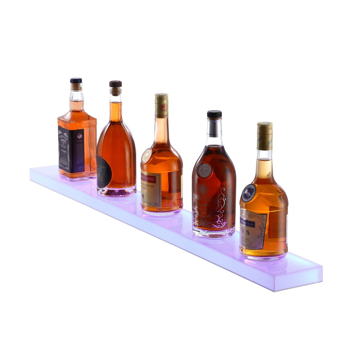 LED Lighted Liquor Bottle Display, 1 Tier 40 Inch Wall Mounted Whiskey Rack Stand, 1 Step Commercial Illuminated Home Bar Shelf, Acrylic Drinks lighting Shelves with RF Remote & App Control