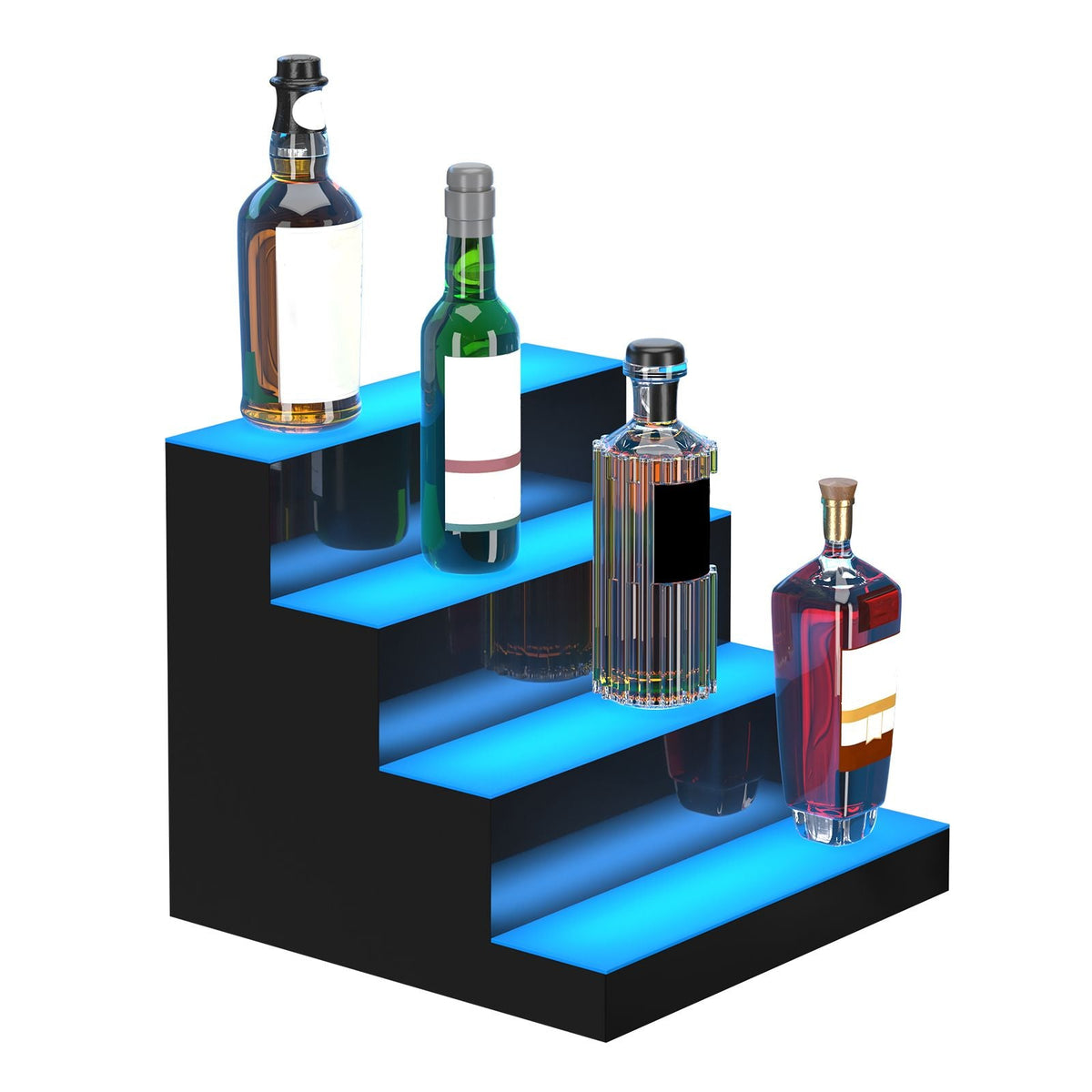 LED Lighted Liquor Bottle Display Bar Shelf RF & App Control 16" 4-Step