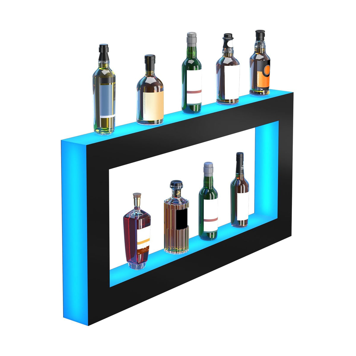 LED Lighted Liquor Bottle Display Bar Shelf RF & App Control 48" Square
