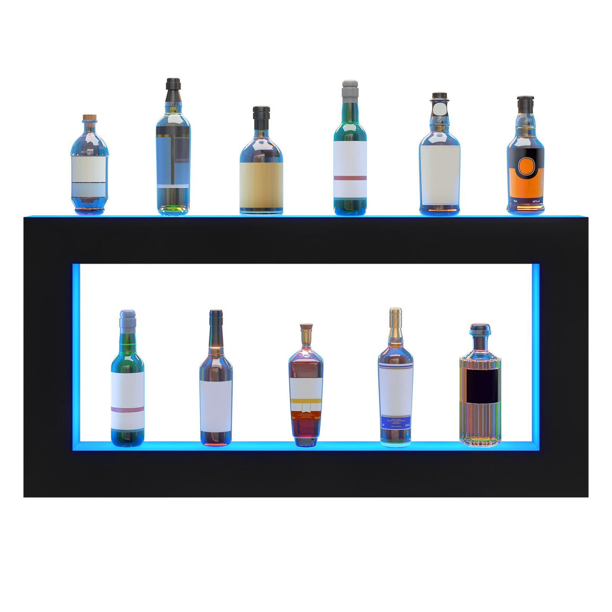 LED Lighted Liquor Bottle Display Bar Shelf RF & App Control 48" Square
