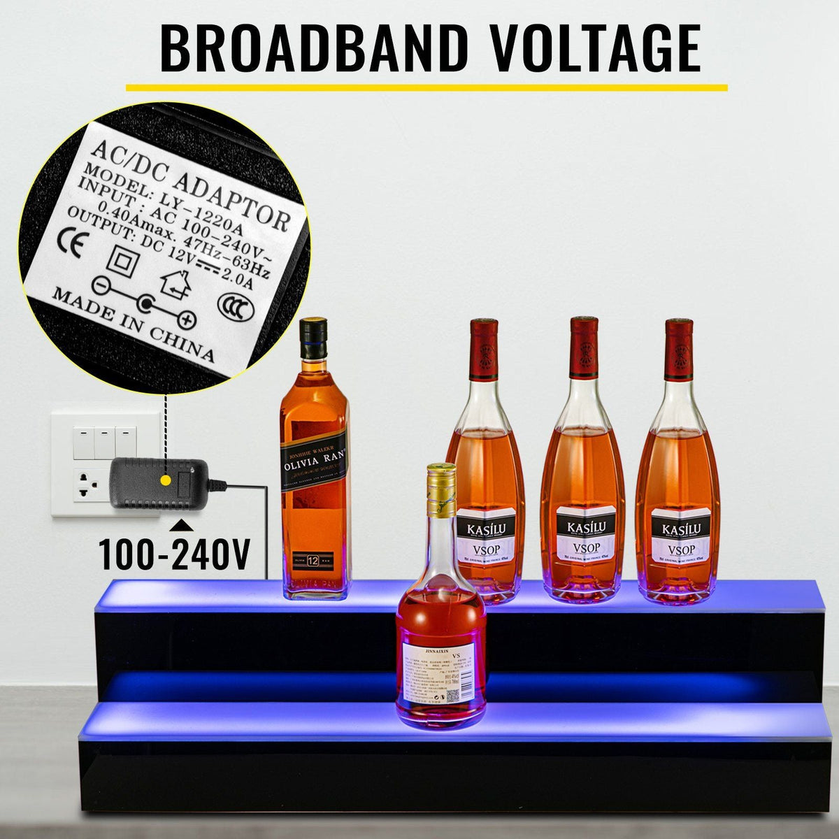 LED Lighted Liquor Bottle Display Shelf, 30-inch LED Bar Shelves for Liquor, 2-Step Lighted Liquor Bottle Shelf for Home/Commercial Bar, Acrylic Lighted Bottle Display with Remote & App Control