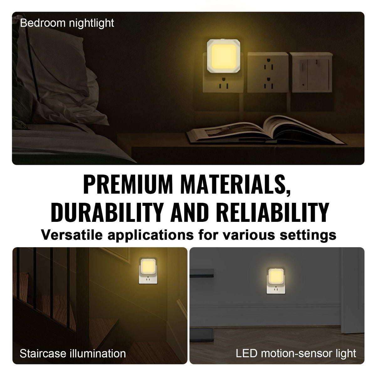 LED Night Light, 2 Pack Plug in LED Night Light, 0.6 W 3000k Soft White Light, with Dusk-to-Dawn Light Sensor, for Bedroom, Bathroom, Hallway