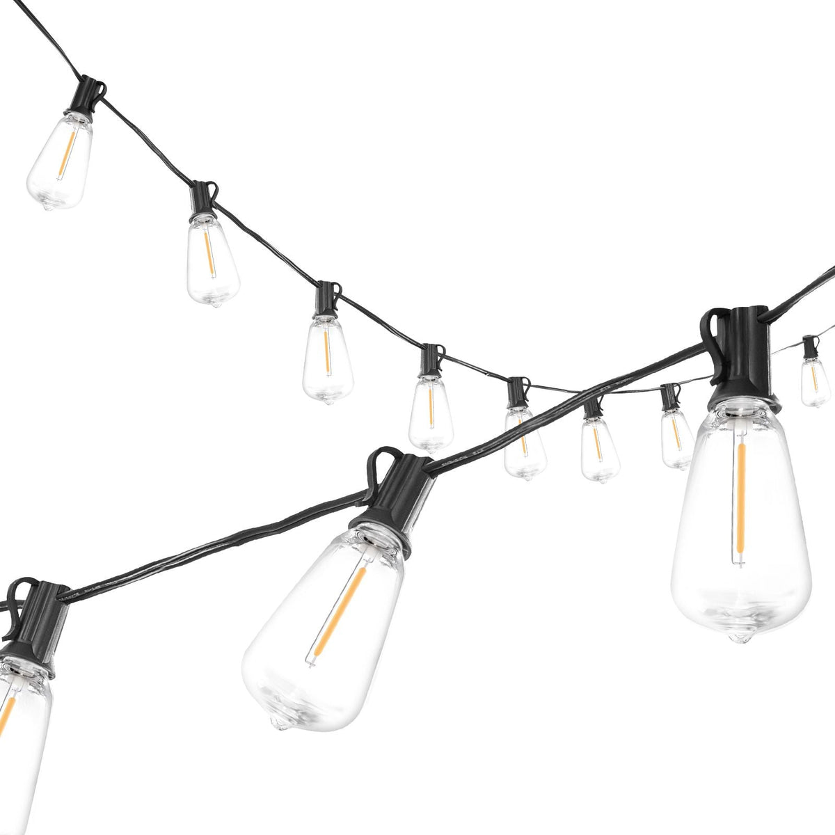 LED Outdoor String Lights, 200FT, 2700K Dimmable Outside Patio Lights with 100 ST38 Shatterproof Bulbs E12 Socket Base, Waterproof Hanging Lights for Porch Backyard Garden Balcony Party Decor