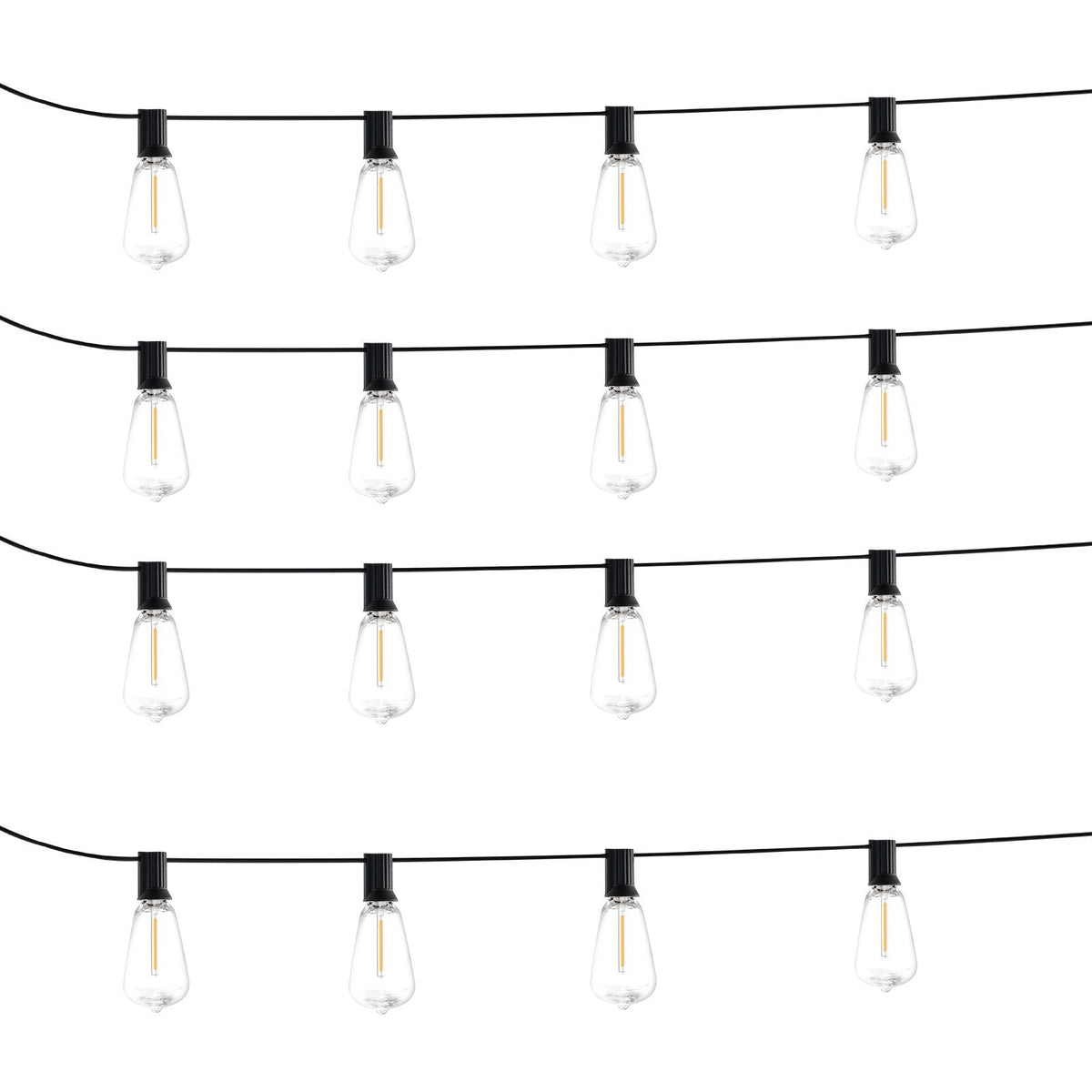 LED Outdoor String Lights, 200FT, 2700K Dimmable Outside Patio Lights with 100 ST38 Shatterproof Bulbs E12 Socket Base, Waterproof Hanging Lights for Porch Backyard Garden Balcony Party Decor