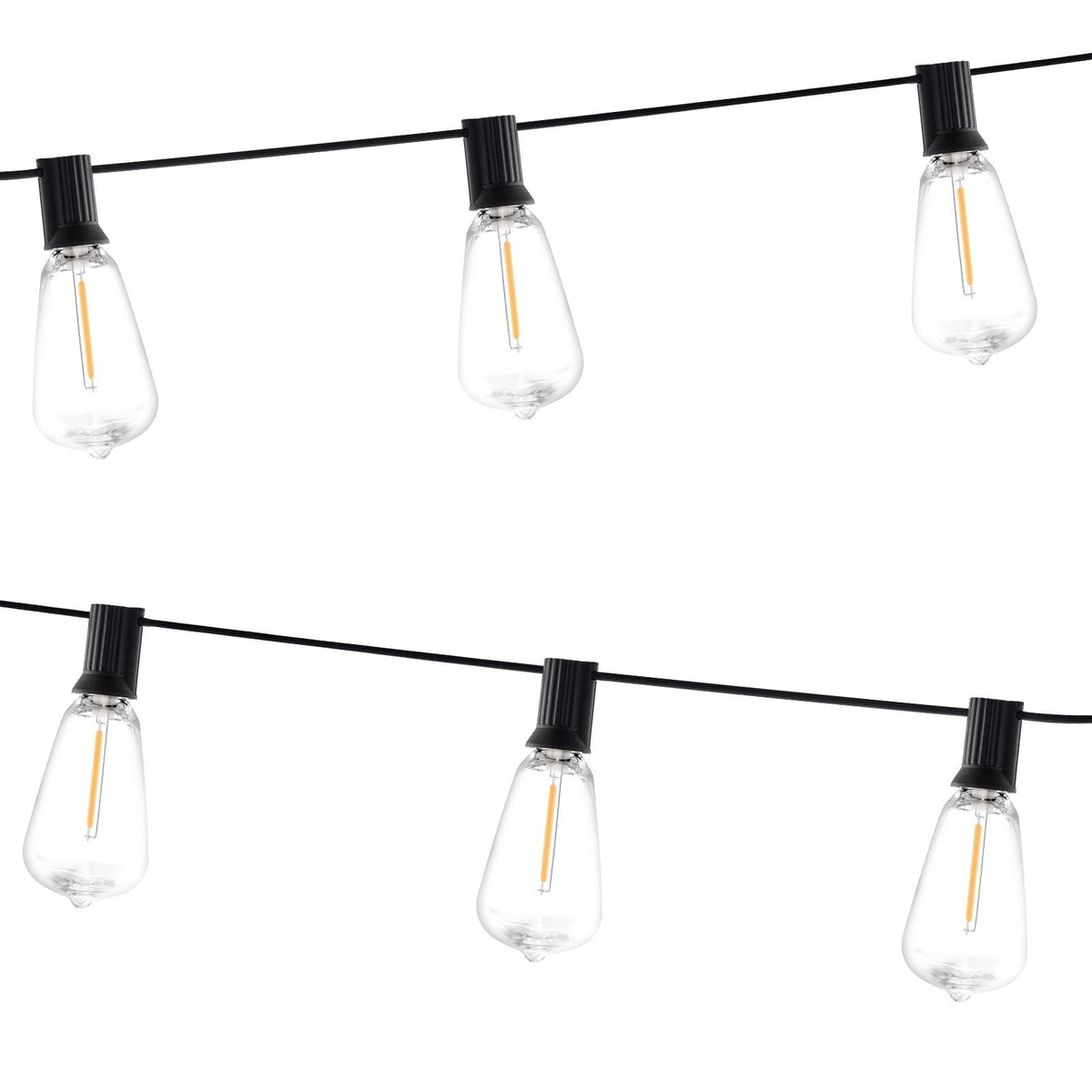 LED Outdoor String Lights, 200FT, 2700K Dimmable Outside Patio Lights with 100 ST38 Shatterproof Bulbs E12 Socket Base, Waterproof Hanging Lights for Porch Backyard Garden Balcony Party Decor