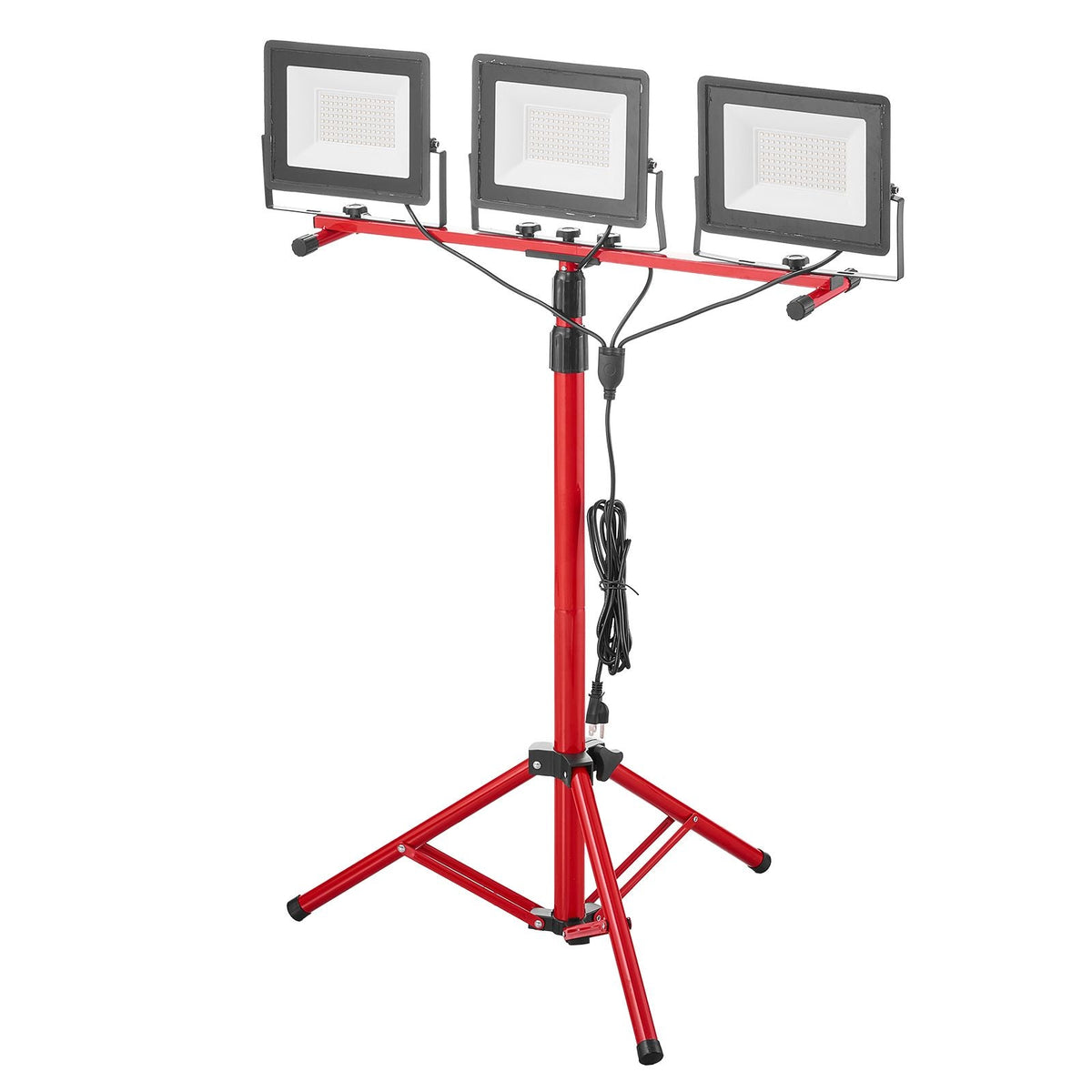 LED Work Light with Stand, 21000 Lumens, Three-Head Portable Camping Light with Individual Switch, Tripod Stand, 10.83 ft Power Cord, for Indoor Outdoor Job Site Construction, IP65 Waterproof