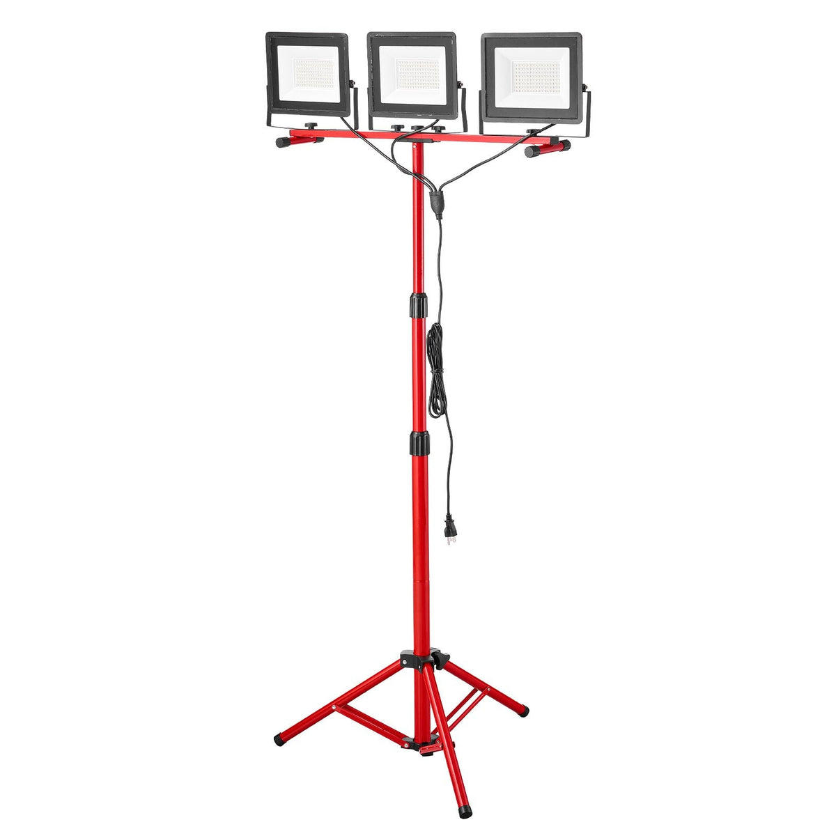 LED Work Light with Stand, 21000 Lumens, Three-Head Portable Camping Light with Individual Switch, Tripod Stand, 10.83 ft Power Cord, for Indoor Outdoor Job Site Construction, IP65 Waterproof