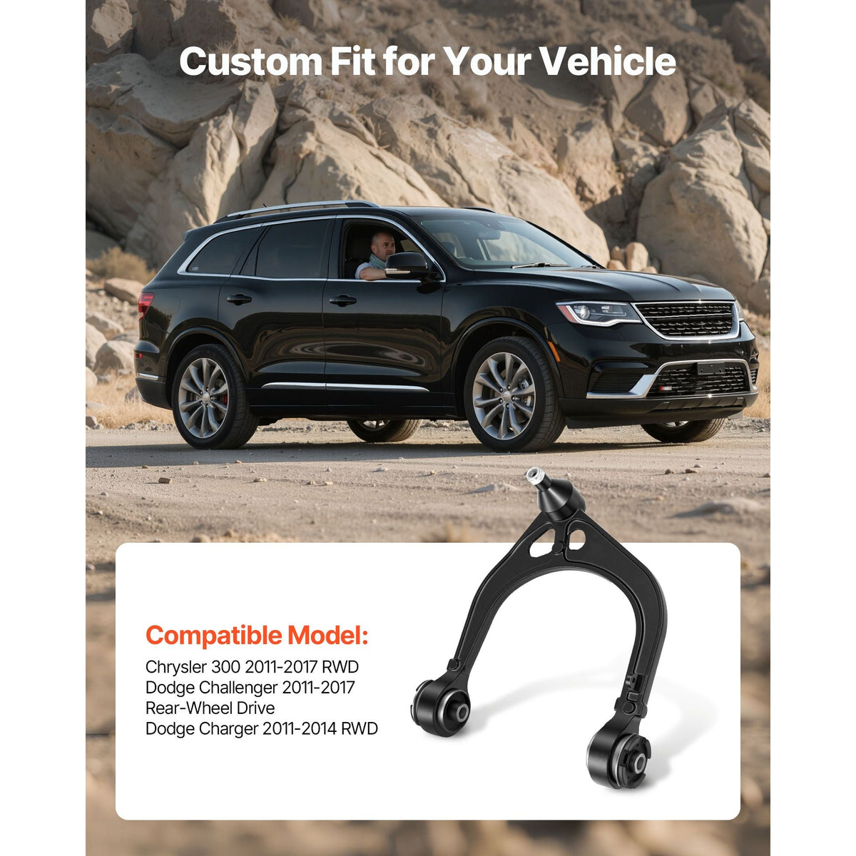 Left Right Front Upper & Lower Control Arms Kit, OEM Suspension Kit Compatible with 2011-2017 Chrysler 300 RWD, 2011-2017 Dodge Challenger RWD, 2011-2014 Dodge Charger RWD (14PCS)