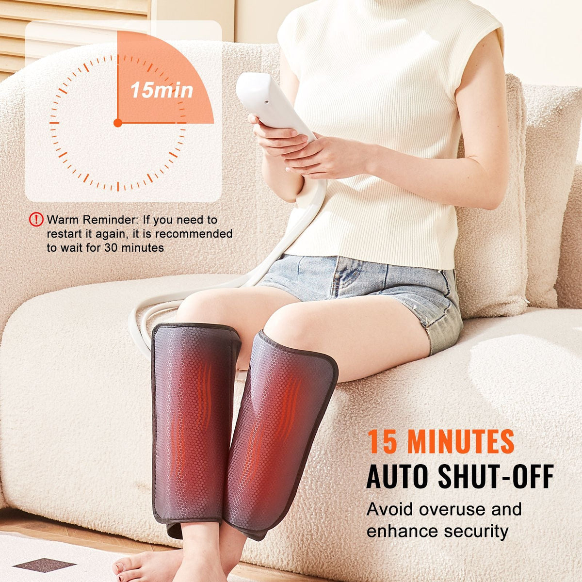 Leg Massager with Heat, Air Compression Calf Massager with 3 Modes & 3 Intensities, 2 Heating Levels, Calf Wraps Massager with Handheld Controller for Leg Circulation and Swelling Pain Relief