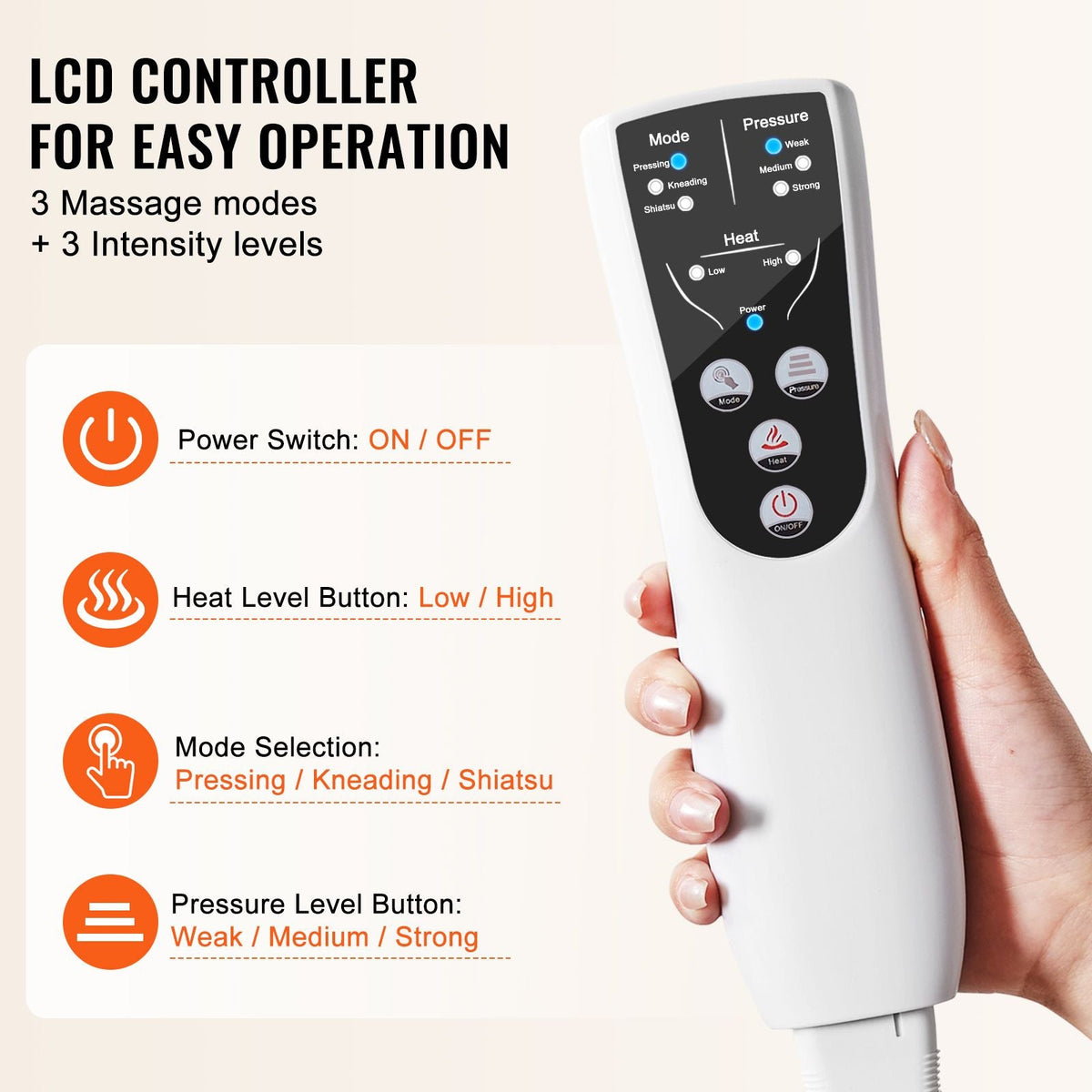 Leg Massager with Heat, Air Compression Calf Massager with 3 Modes & 3 Intensities, 2 Heating Levels, Calf Wraps Massager with Handheld Controller for Leg Circulation and Swelling Pain Relief