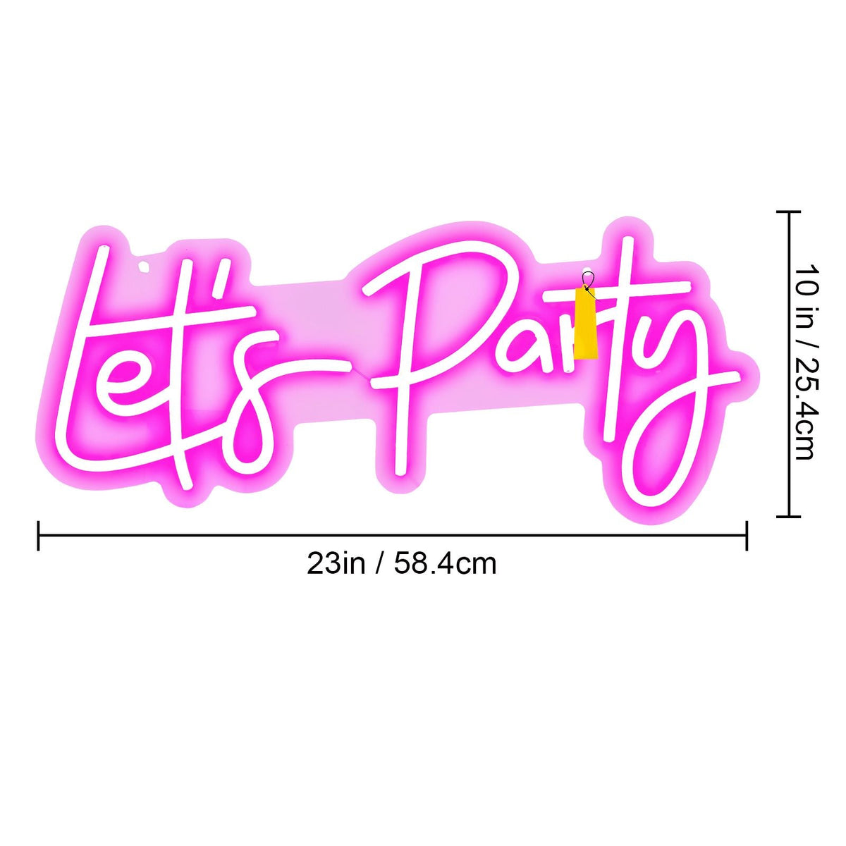 Let's Party Neon Sign, 23"X10" Neon Sign for Wall Decor, Adjustable Brightness Pink Neon Light Sign with Remote Control and Power Adapter, for Party/Wedding Celebration/Home Decoration