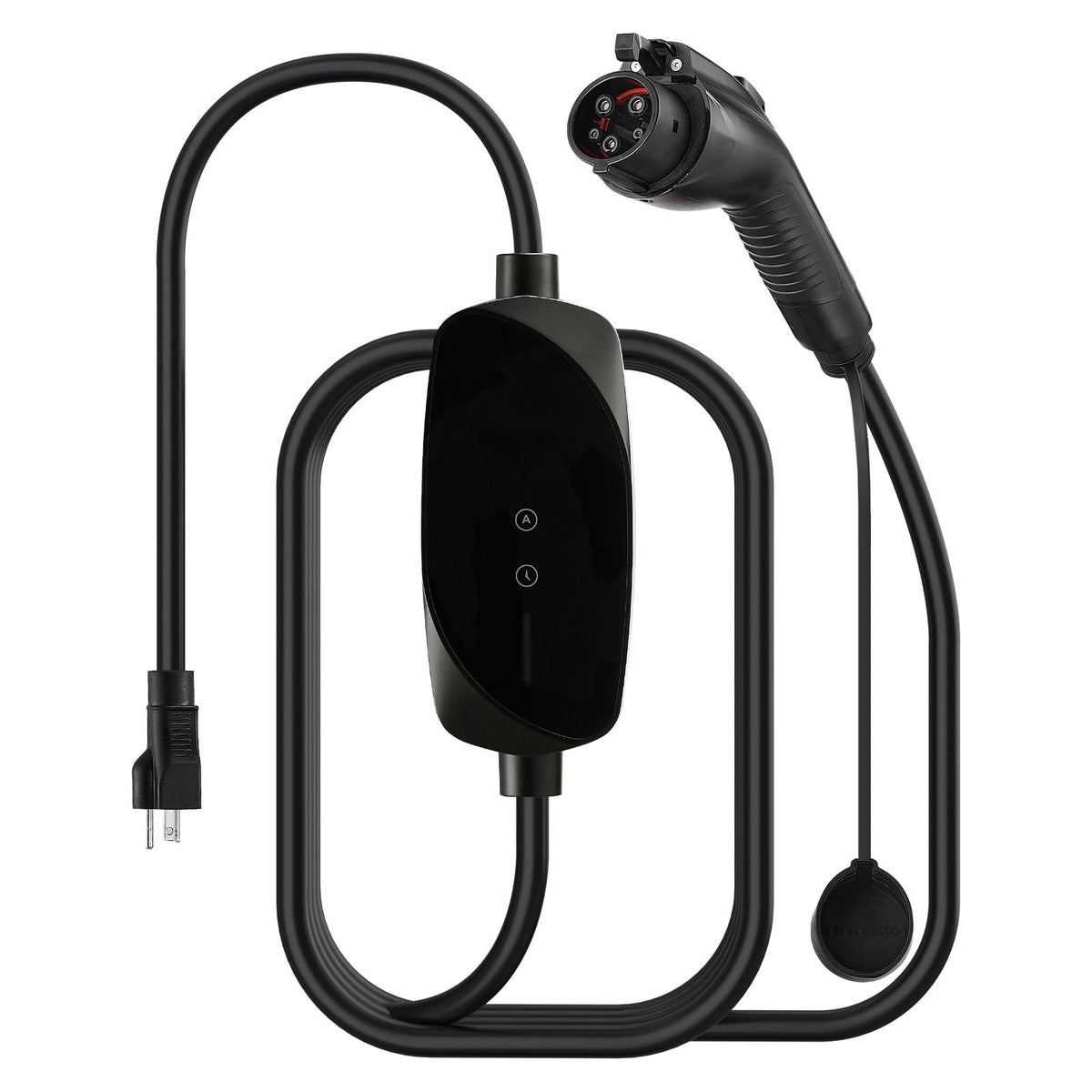 Level 1&2 EV Charger, 16 Amp Adjustable Current, Electric Vehicle Portable Charger with 25 ft Cable, 120V-240V, NEMA 6-20P Plug NEMA 5-15 Adapter, LCD, Home Car Charging Station for SAE J1772 EV