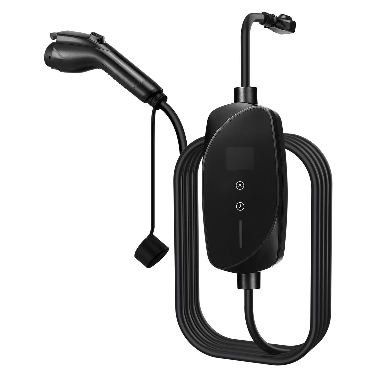 Level 1&2 EV Charger, 16 Amp Adjustable Current, Electric Vehicle Portable Charger with 25 ft Cable, 120V-240V, NEMA 6-20P Plug NEMA 5-15 Adapter, LCD, Home Car Charging Station for SAE J1772 EV