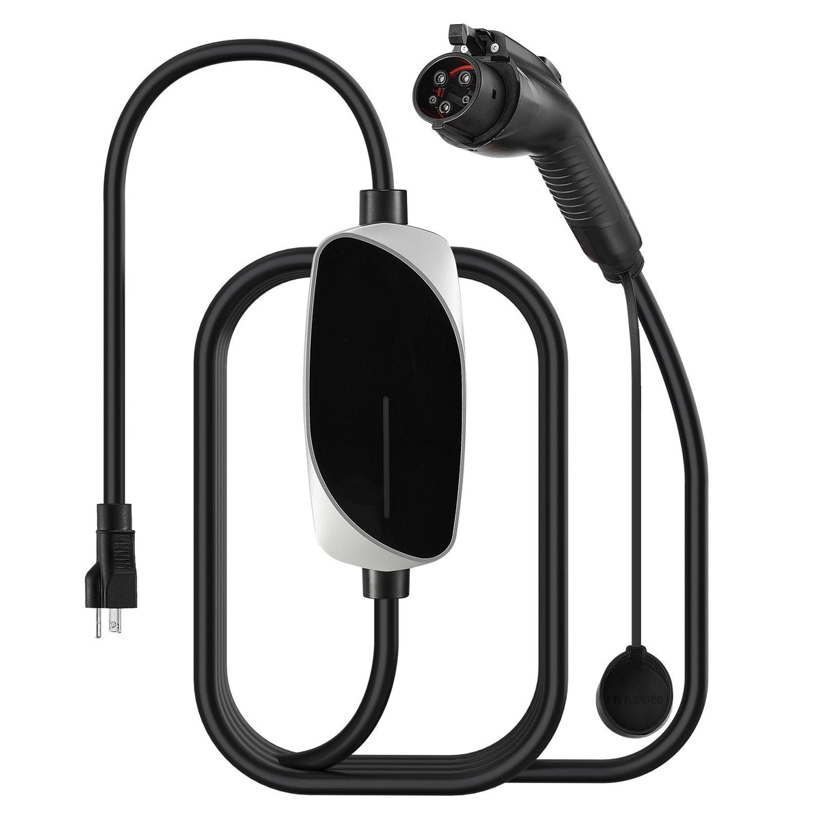 Level 1&2 EV Charger, 16 Amp, Electric Vehicle Portable Charger with 25 ft Charging Cable, 120V-240V, NEMA 6-20P Plug NEMA 5-15 Adapter, LED Indicator, Home Car Charging Station for SAE J1772 EV