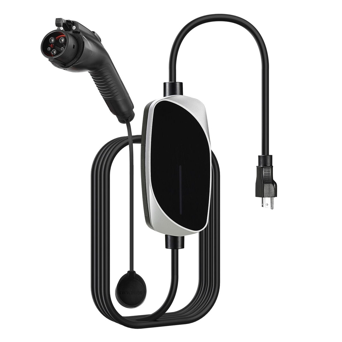 Level 1&2 EV Charger, 16 Amp, Electric Vehicle Portable Charger with 25 ft Charging Cable, 120V-240V, NEMA 6-20P Plug NEMA 5-15 Adapter, LED Indicator, Home Car Charging Station for SAE J1772 EV