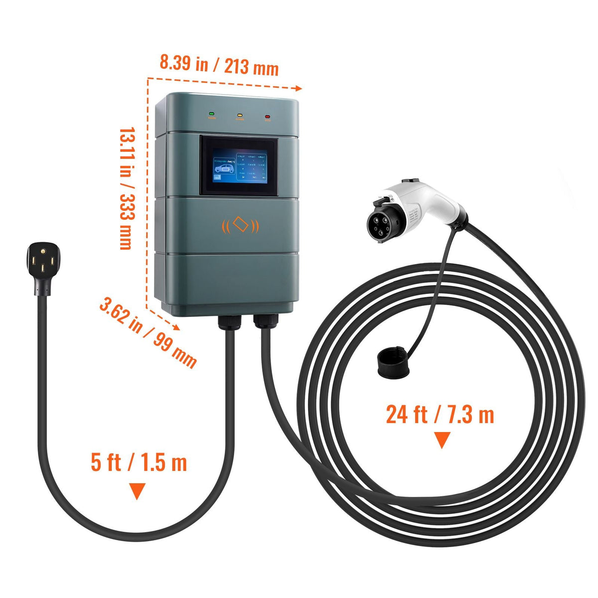 Level 2 Electric Vehicle Charging Station, 0-48A Adjustable, 11.5 kW 240V NEMA14-50 Plug Smart EV Charger with WiFi, 24-Foot TPE Charging Cable for Indoor/Outdoor Use, ETL & Energy Star Certifie