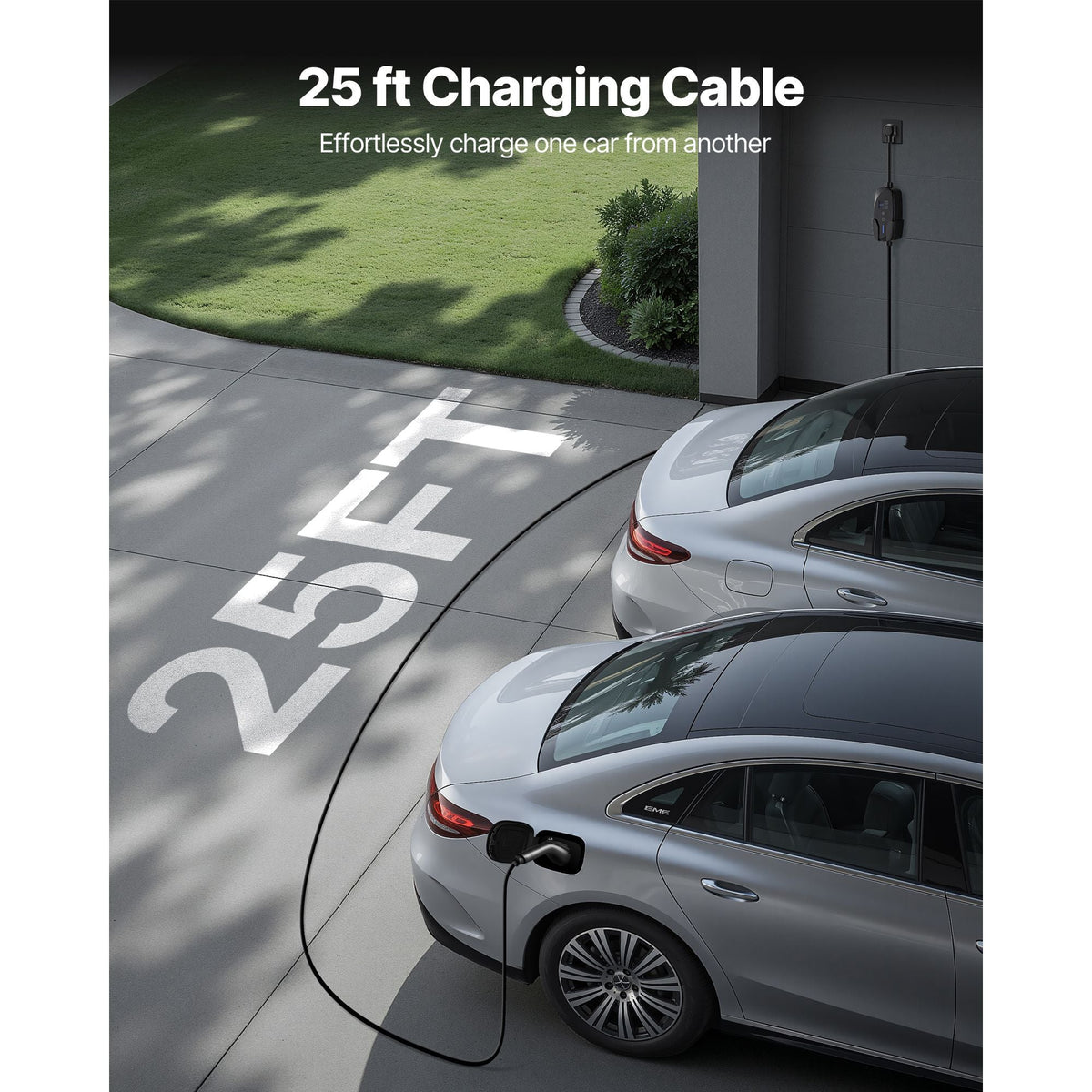 Level 2 EV Charger, 40 Amp Adjustable Current, 240V Electric Vehicle Portable Charger with 25 ft Charging Cable, LCD Display, NEMA 14-50P Plug, Plug-in Home Car Charging Station for SAE J1772 EV