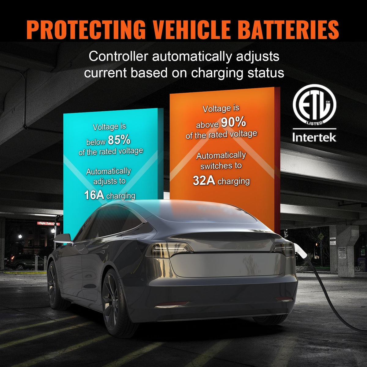 Level 2 Portable EV Charger, 32 Amp 240V, Electric Vehicle Charger with 28 ft Charging Cable NEMA 14-50P Plug, 16/20/24/32A Adjustable Current Plug-in Home EV Charging Station for SAE J1772 EVs