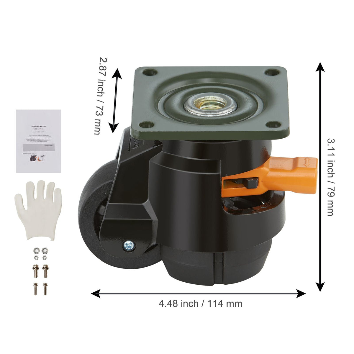 Leveling Casters, 4-Pack Heavy Duty 360° Swivel Caster Wheels Hold up to 1100 lbs Load, 2 inches Caster Diameter, Adjustable Casters with Upgraded Handle Design and Feet for Workbench & Machine
