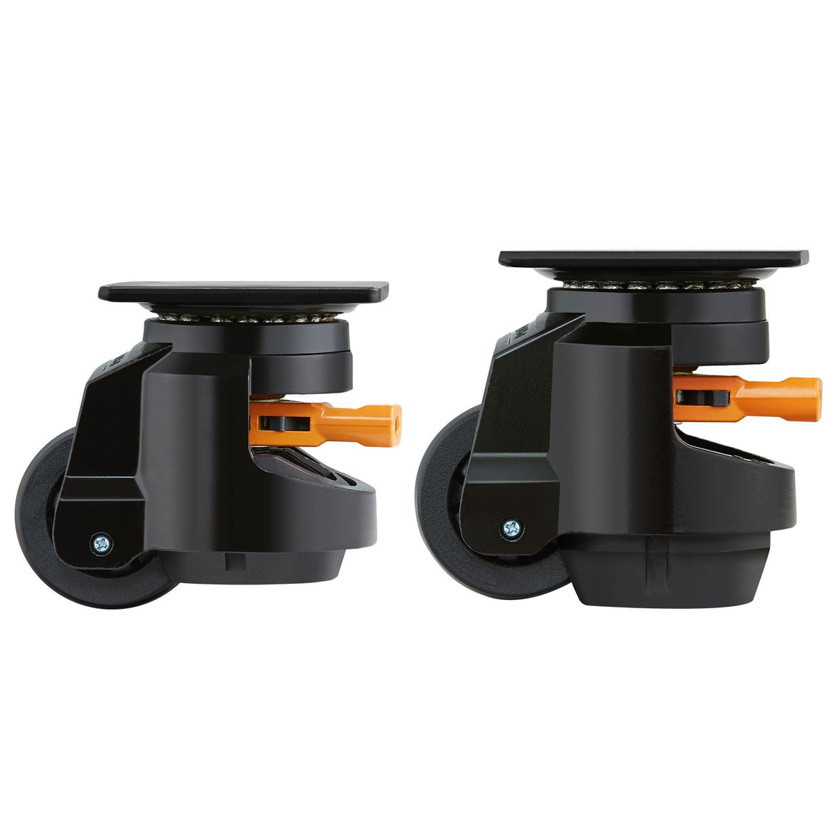 Leveling Casters, Set of 4, 2200 lbs Total Load Capacity, 2.5 inches, Heavy Duty with Upgraded Handle Design, 360 Degree Swivel Caster Wheels, Adjustable Casters with Feet for Workbench, Machine