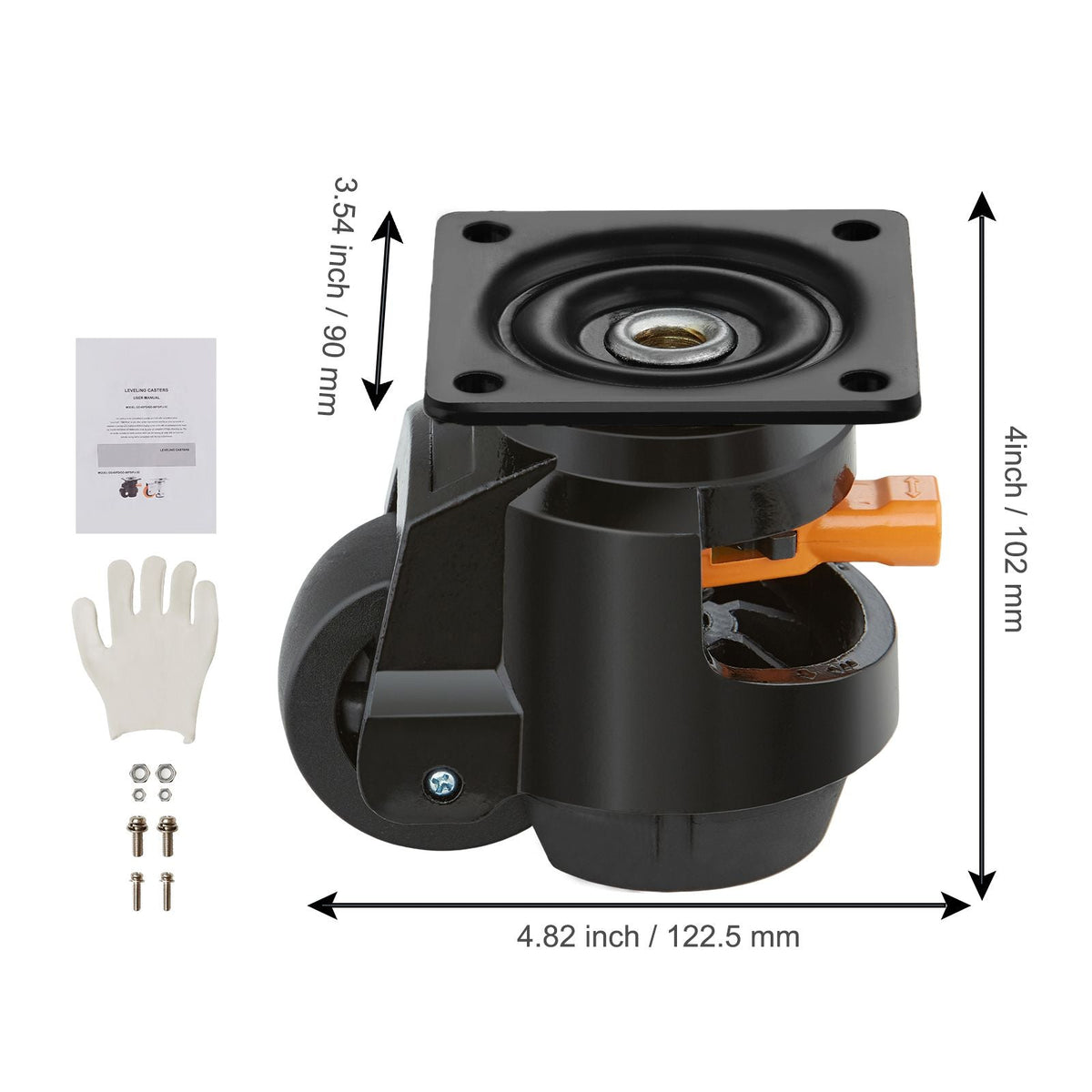 Leveling Casters, Set of 4, 2200 lbs Total Load Capacity, 2.5 inches, Heavy Duty with Upgraded Handle Design, 360 Degree Swivel Caster Wheels, Adjustable Casters with Feet for Workbench, Machine