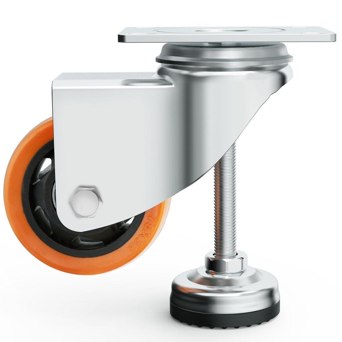 Leveling Casters, Set of 4, 720 lbs Total Load Capacity, 3 inches Diameter, Heavy Duty 360 Degree Swivel Caster Wheels, Adjustable Casters with Feet for Workbench, Machine, Equipment, Furniture