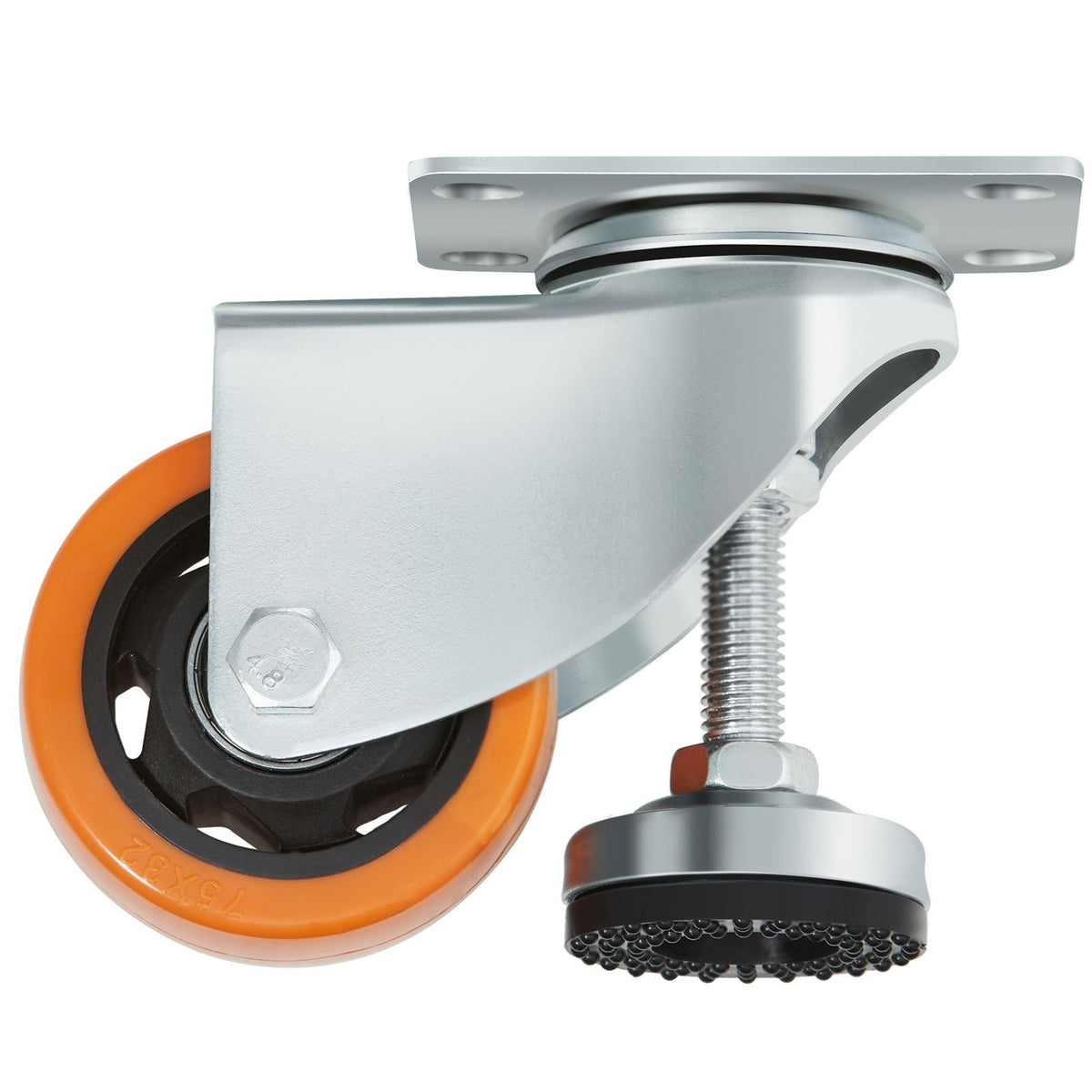 Leveling Casters, Set of 4, 720 lbs Total Load Capacity, 3 inches Diameter, Heavy Duty 360 Degree Swivel Caster Wheels, Adjustable Casters with Feet for Workbench, Machine, Equipment, Furniture