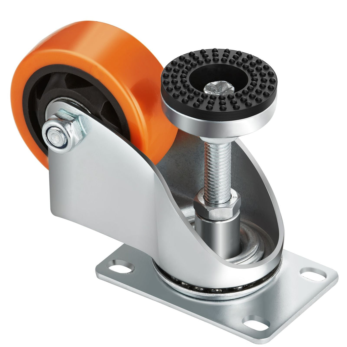 Leveling Casters, Set of 4, 720 lbs Total Load Capacity, 3 inches Diameter, Heavy Duty 360 Degree Swivel Caster Wheels, Adjustable Casters with Feet for Workbench, Machine, Equipment, Furniture