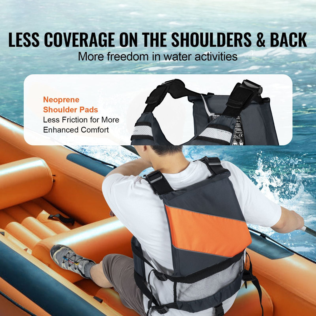 Life Vest for Watersports (PFD), Life Jacket with Waterproof Nylon & 80N Buoyancy, Life Vest/Jacket for Any Water Activity-Fishing, Kayaking, Surfing and More, Men and Women S