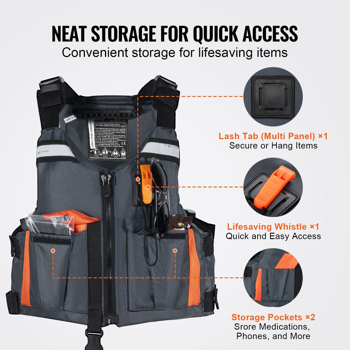 Life Vest for Watersports (PFD), Life Jacket with Waterproof Nylon & 85N Buoyancy, Life Vest/Jacket for Any Water Activity-Fishing, Kayaking, Surfing and More, Men and Women M
