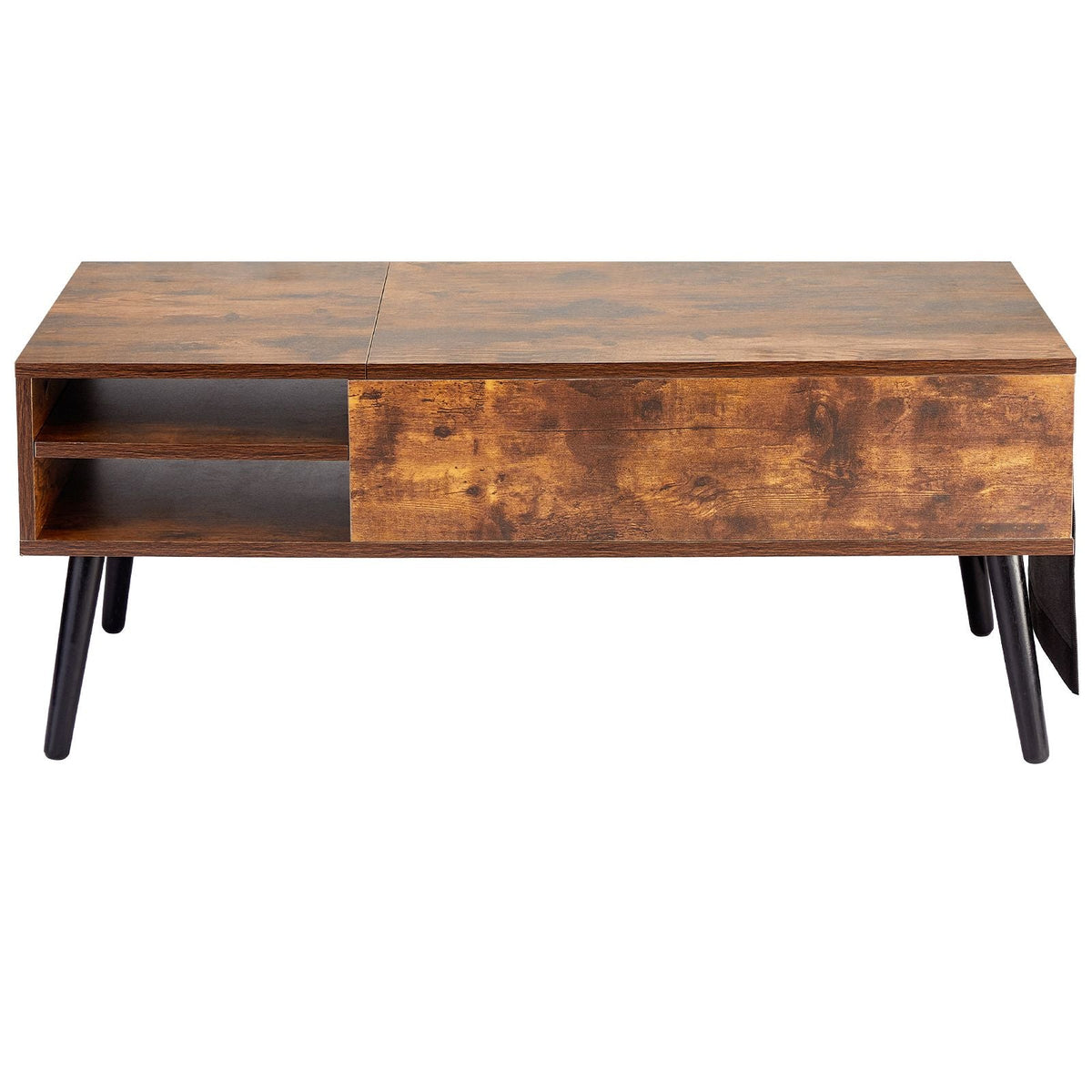 Lift Top Coffee Table, 39.4 in Rectangle Coffee Table with Extra Storage Pockets, Pop Up Coffee Table for Living Room, Brown
