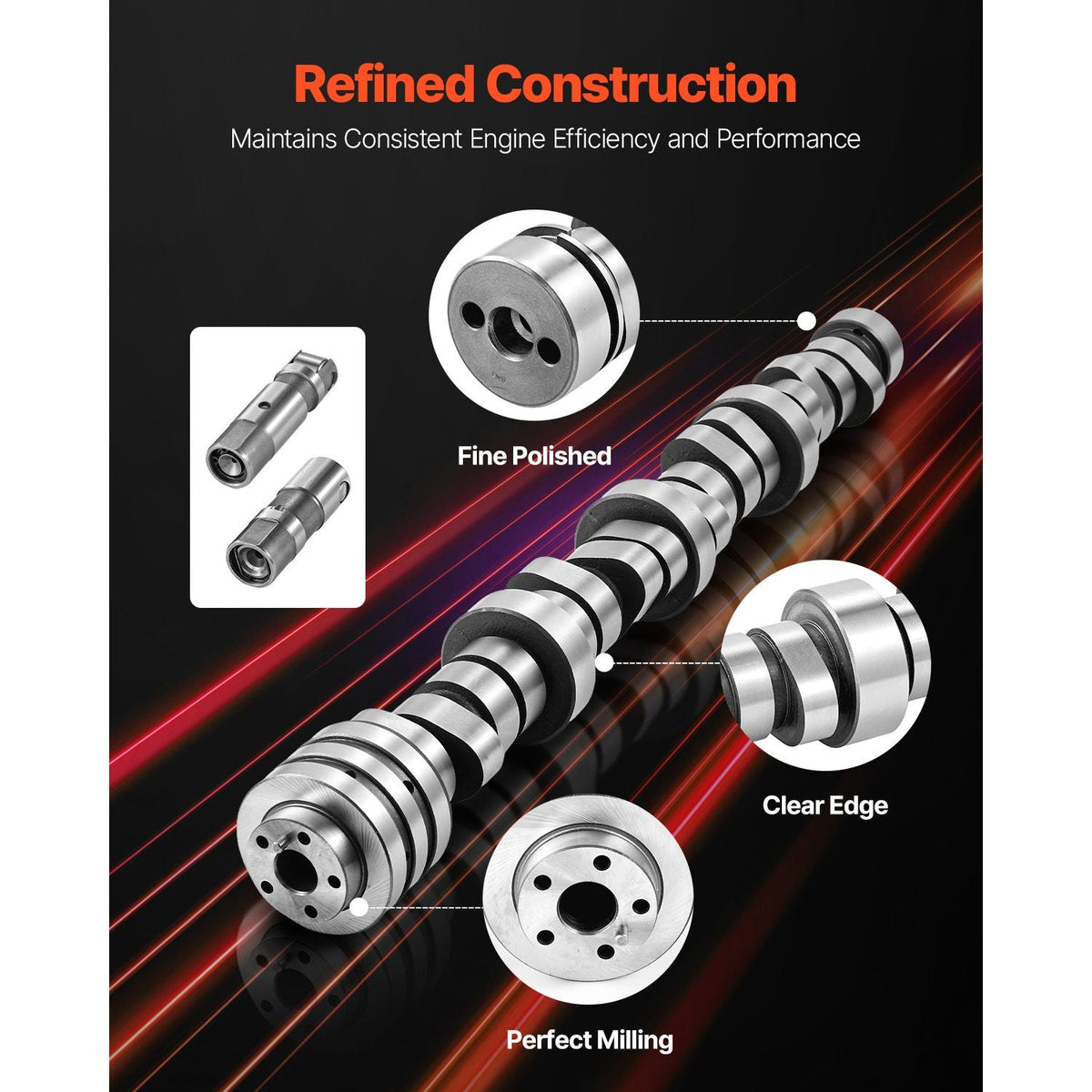 Lifter Camshaft Kit, 5-Piece Set, Gray Cast Iron Engine Cam, for 2009-2019 Dodge Ram 1500 5.7L, 2009 Dodge Durango 5.7L, Fits V8 5.7L Engines, Trucks / Large SUVs