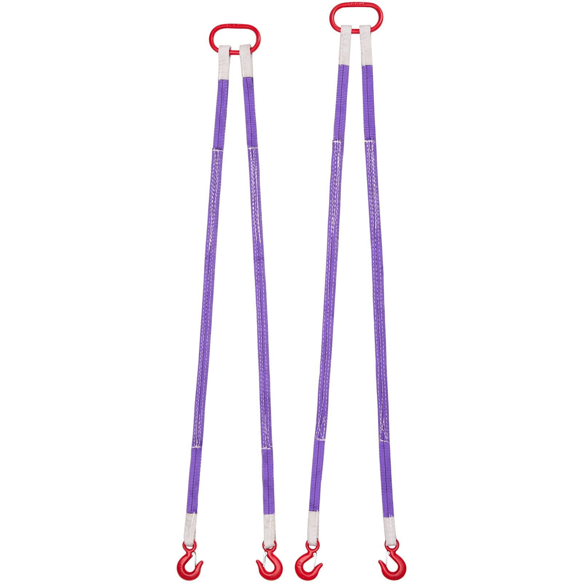 Lifting Sling Straps, 2Pcs Two-Leg Polyester Bridle Sling with Hooks, 4400LB Capacity, 5Ft Heavy Duty Rigging Strap, Thickened & Wear-Resistant Webbing Slings for Engines Cranes Hoists Truck