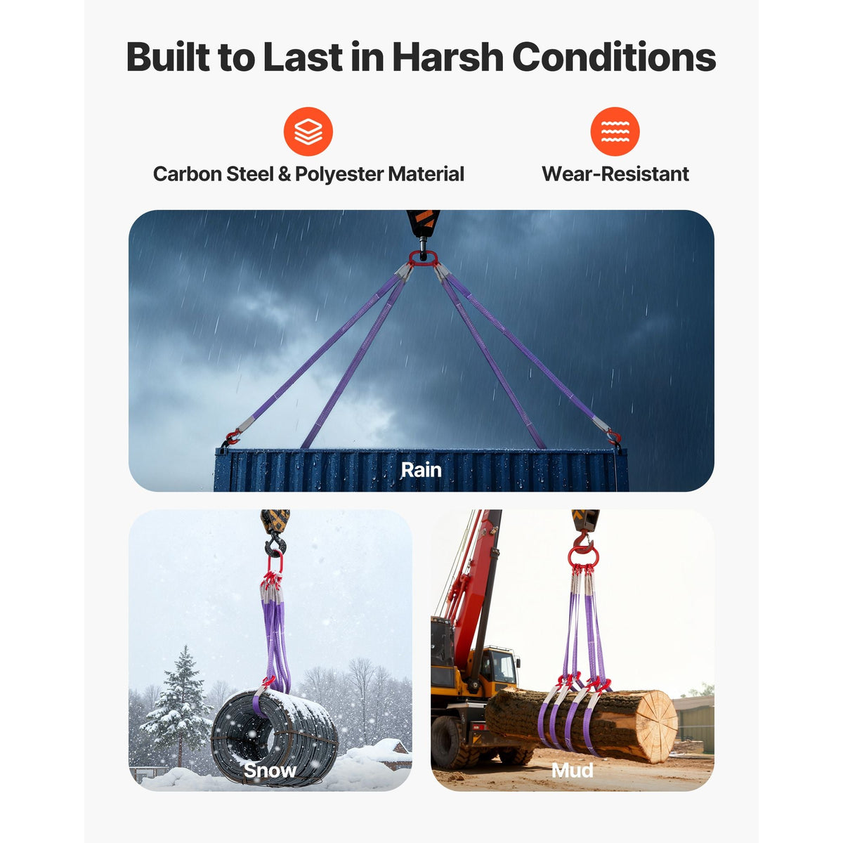Lifting Sling Straps, Four Leg Polyester Bridle Sling with Hooks, 6600LB Capacity, 5Ft Heavy Duty Rigging Strap, Thickened & Wear-Resistant Webbing Slings for Engines Cranes Hoists Truck