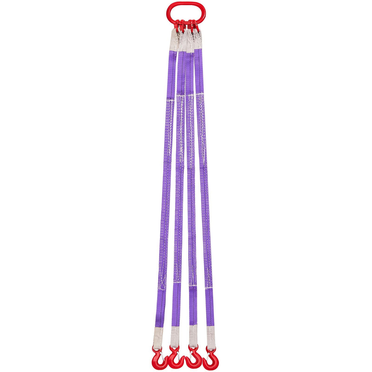 Lifting Sling Straps, Four Leg Polyester Bridle Sling with Hooks, 6600LB Capacity, 5Ft Heavy Duty Rigging Strap, Thickened & Wear-Resistant Webbing Slings for Engines Cranes Hoists Truck