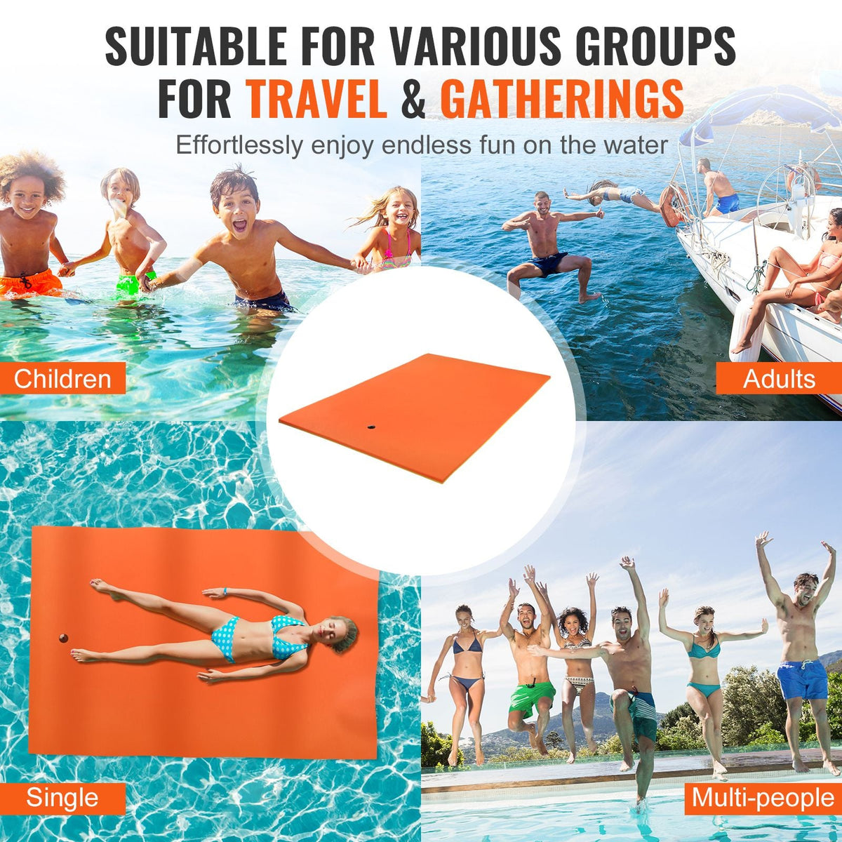 Lily Pad Floating Mat, Large 9x6 FT Floating Water Pad, 3-Layer Floating Dock for Adults Kids, 1.3" Thick Tear-Resistant XPE Foam Raft, Floating Island for Lake, Pool, Ocean, Beach, and Boating