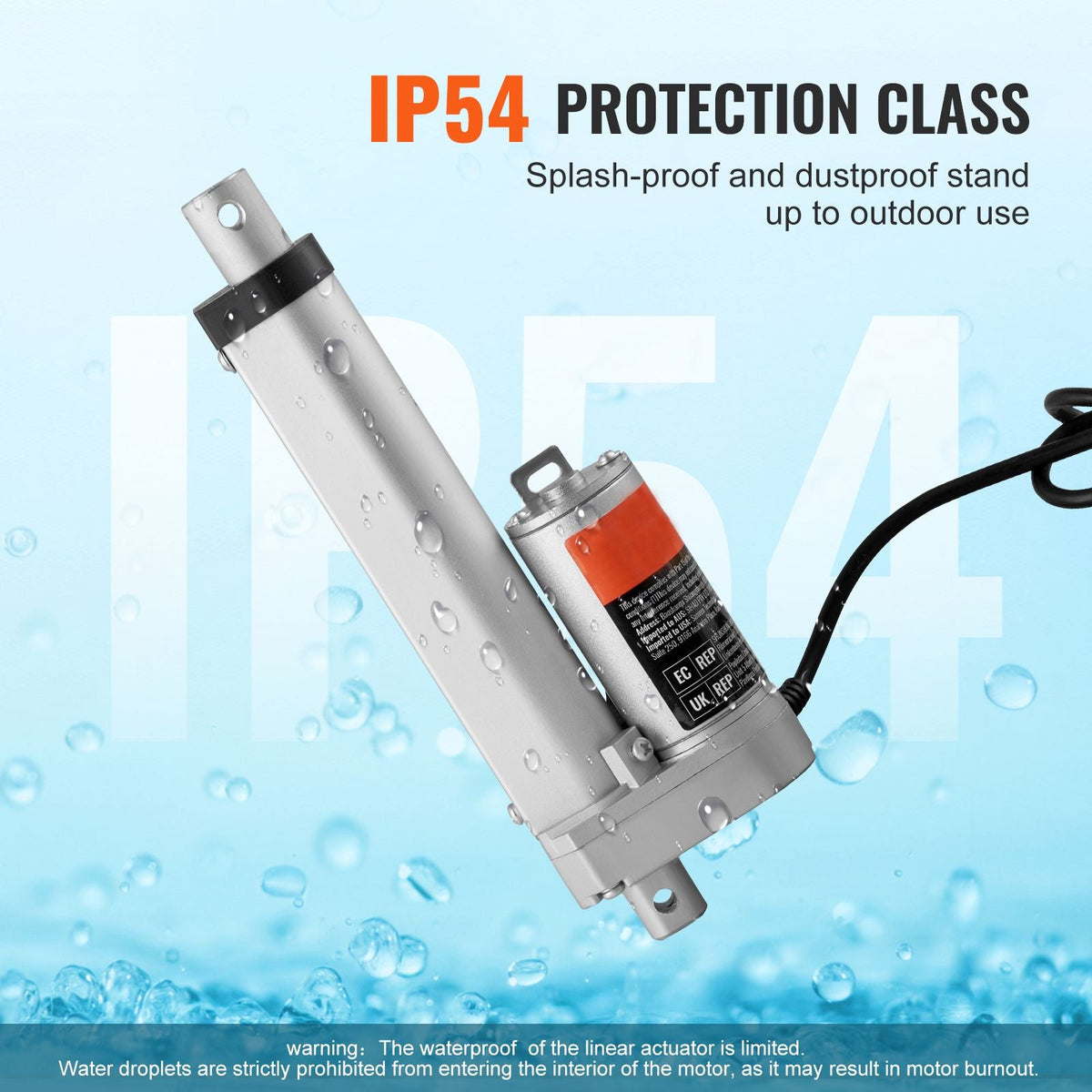 Linear Actuator 12V, 4 Inch High Load 330lbs/1500N Linear Actuator, 0.19"/s Linear Motion Actuator with Mounting Bracket and IP54 Protection