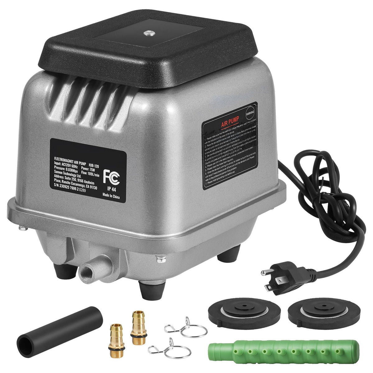 Linear Air Pump, 109L/Min Air Flow Septic Aerator Pump, Aeration System for 1/2 Acre 10 FT Deep Ponds, Water Gardens, Waste Treatments, Septic Tanks, Aquariums, Seafood Restaurants, Fish Farms