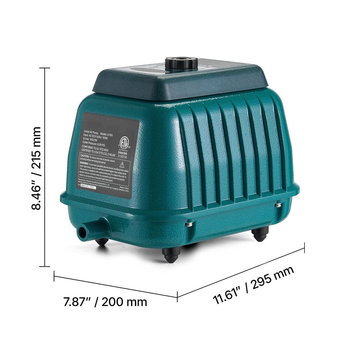 Linear Air Pump, 2219.04 GPH Air Flow, Septic Aerator Pump, Aeration System for 11 ft Deep Ponds, Fit for Septic Tanks, Aquariums, Waste Treatment, Seafood Restaurants, Fish Farms, Hydroponics