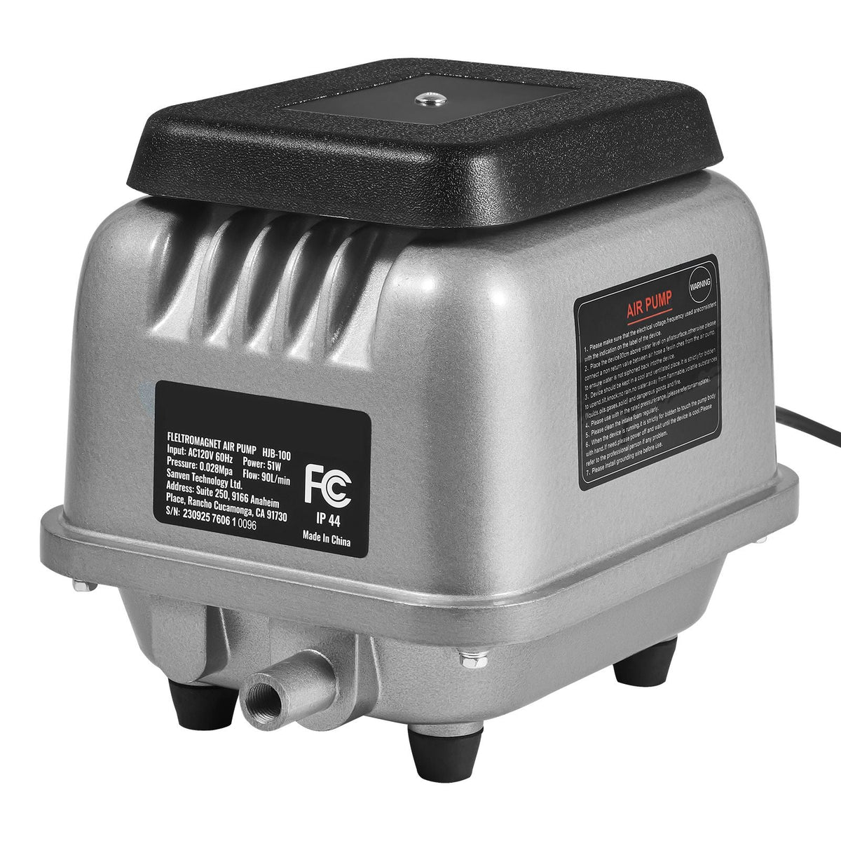 Linear Air Pump, 90L/Min Air Flow Septic Aerator Pump, Aeration System for 1/4 Acre 10 FT Deep Ponds, Water Gardens, Waste Treatment, Septic Tanks, Aquariums, Seafood Restaurants, Fish Farms