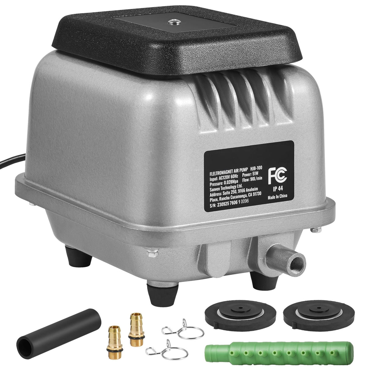 Linear Air Pump, 90L/Min Air Flow Septic Aerator Pump, Aeration System for 1/4 Acre 10 FT Deep Ponds, Water Gardens, Waste Treatment, Septic Tanks, Aquariums, Seafood Restaurants, Fish Farms