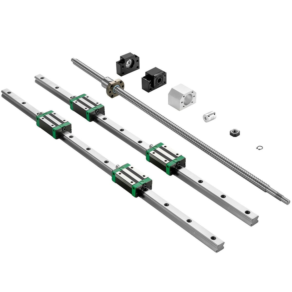 Linear Guide Rail 2Pcs HGR20-1500mm Linear Slide Rail with 1Pcs RM1605-1500mm Ballscrew with BF12/BK12 Kit Linear Slide Rail Guide Rail Square for DIY CNC Routers Lathes Mills