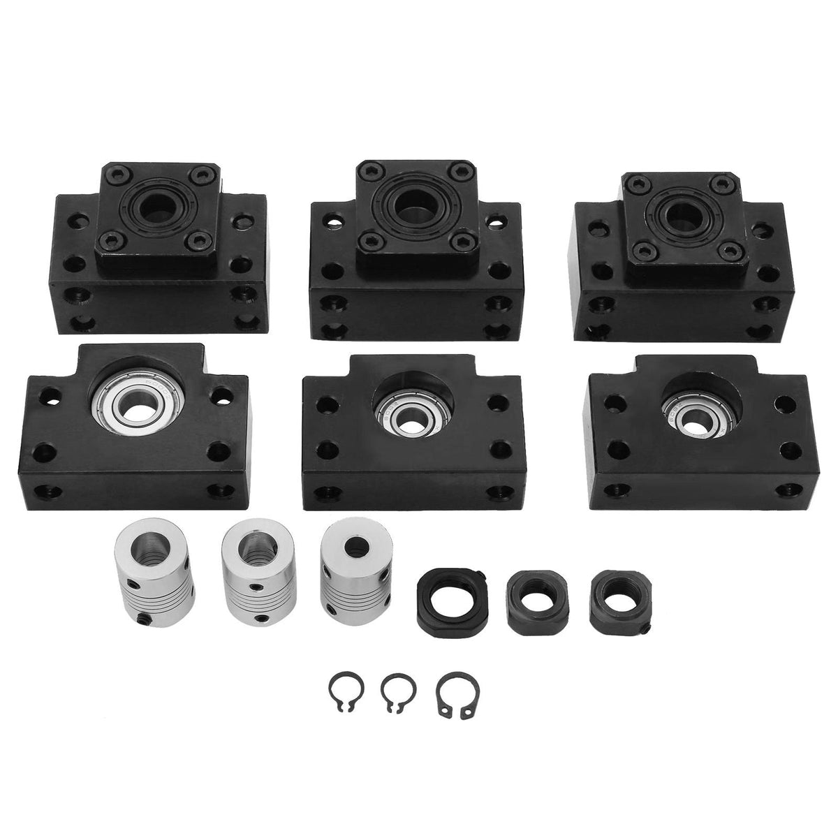 Linear Rail, Ballscrew x 3, RM1605-350mm 650mm 1050mm x 2 Linear Rail Support, 12 CNC Kit Linear Shaft Optical Axis