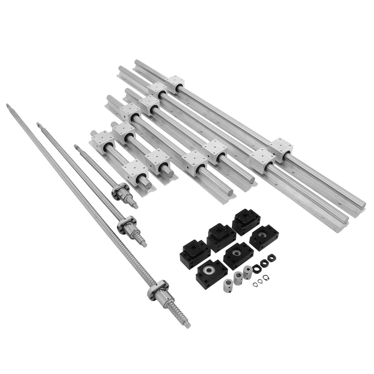 Linear Rail, Ballscrew x 3, RM1605-350mm 650mm 1050mm x 2 Linear Rail Support, 12 CNC Kit Linear Shaft Optical Axis