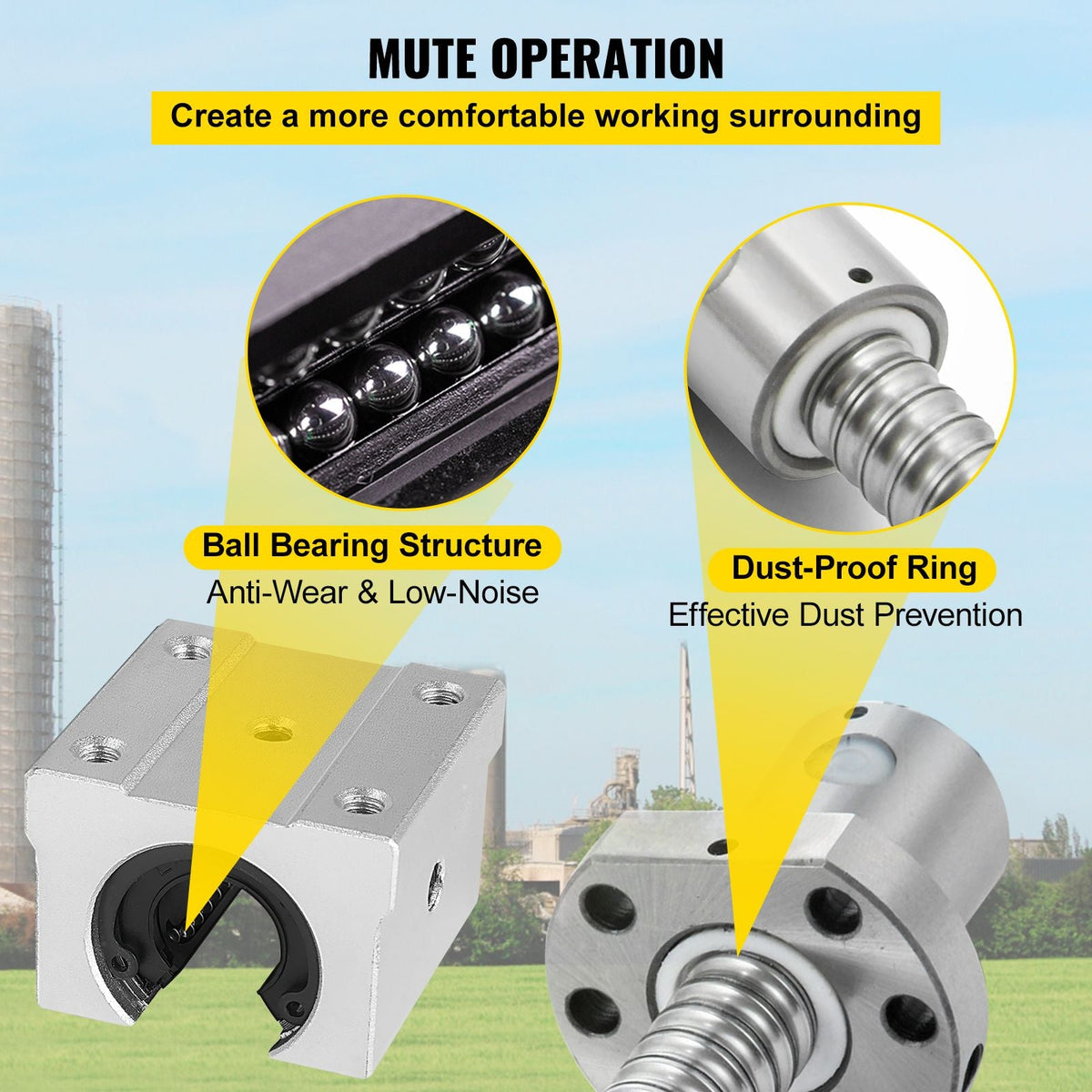 Linear Rail, Ballscrew x 3, RM1605-350mm 650mm 1050mm x 2 Linear Rail Support, 12 CNC Kit Linear Shaft Optical Axis
